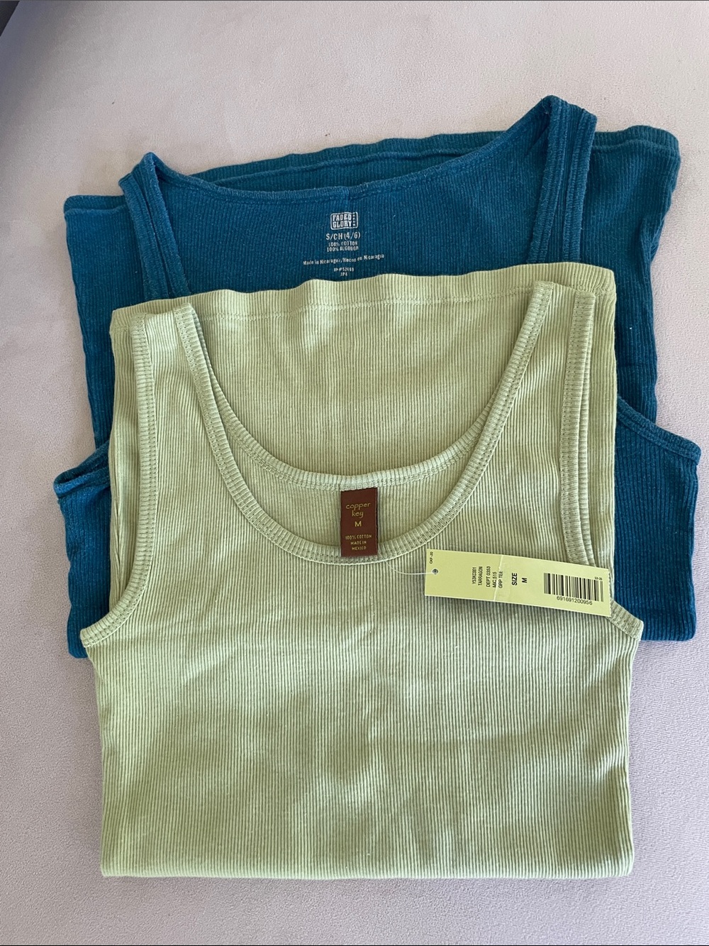 Copper Key Light Olive Ribbed Tank Top - Picture 5 of 5